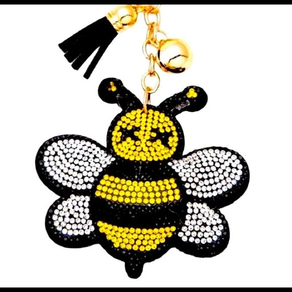 NEWÂ Rhinestone Bumble bee Keychain Purse Charm, Puffy, Tassel - OS - Picture 1 of 5
